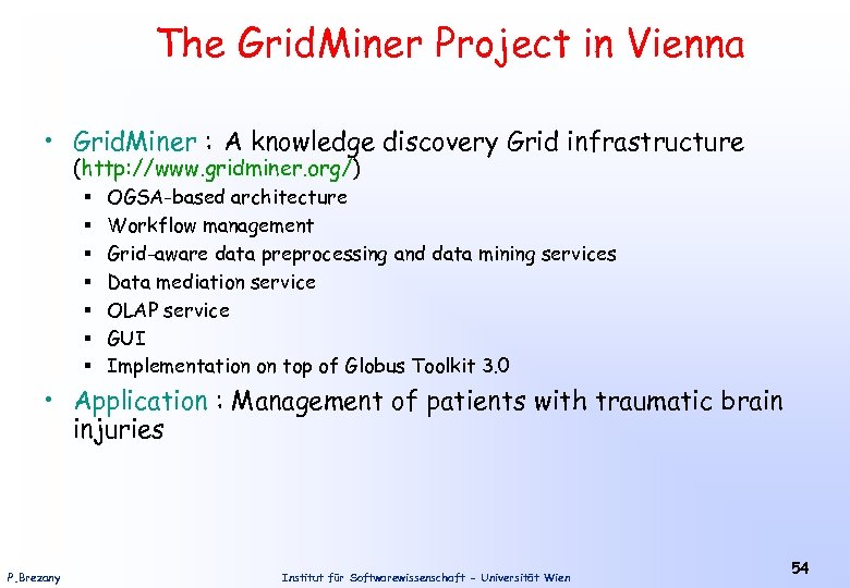 The Grid. Miner Project in Vienna • Grid. Miner : A knowledge discovery Grid