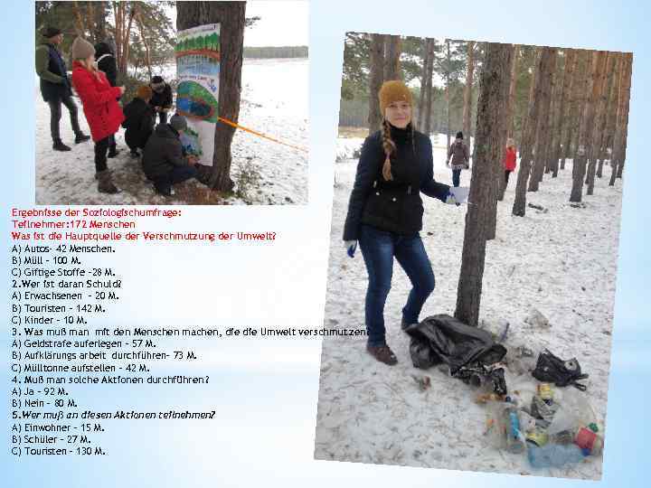 Ergebnisse der Soziologischumfrage: Teilnehmer: 172 Menschen Was ist die Hauptquelle der Verschmutzung der Umwelt?