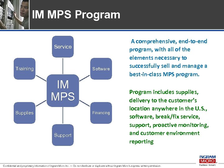 IM MPS Program Service Training Software IM MPS Supplies Financing Support A comprehensive, end-to-end
