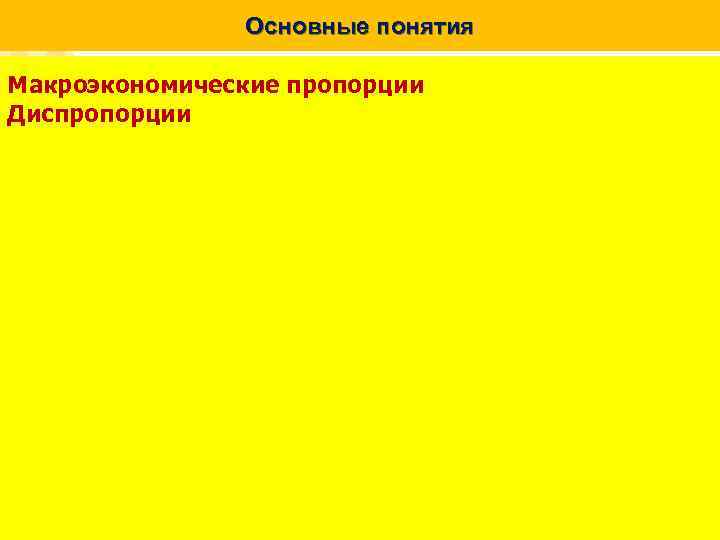 Основные понятия Макроэкономические пропорции Диспропорции 