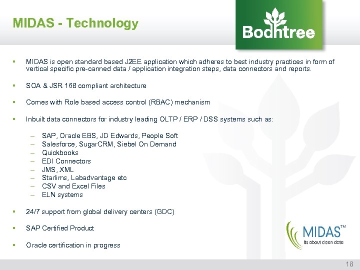 MIDAS - Technology § MIDAS is open standard based J 2 EE application which