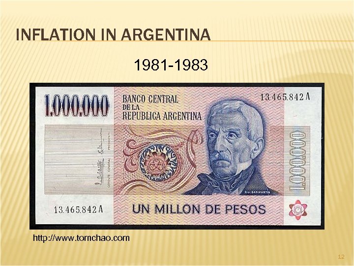 INFLATION IN ARGENTINA 1981 -1983 http: //www. tomchao. com 12 