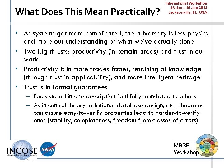 What Does This Mean Practically? International Workshop 26 Jan – 29 Jan 2013 Jacksonville,