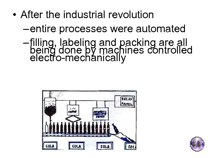  • After the industrial revolution – entire processes were automated – filling, labeling