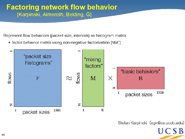 Factoring network flow behavior [Karpinski, Almeroth, Belding, G] 40 