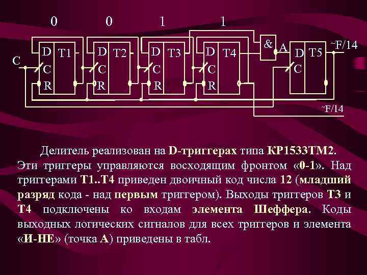 Схема делителя частоты на 2 на к561тм2