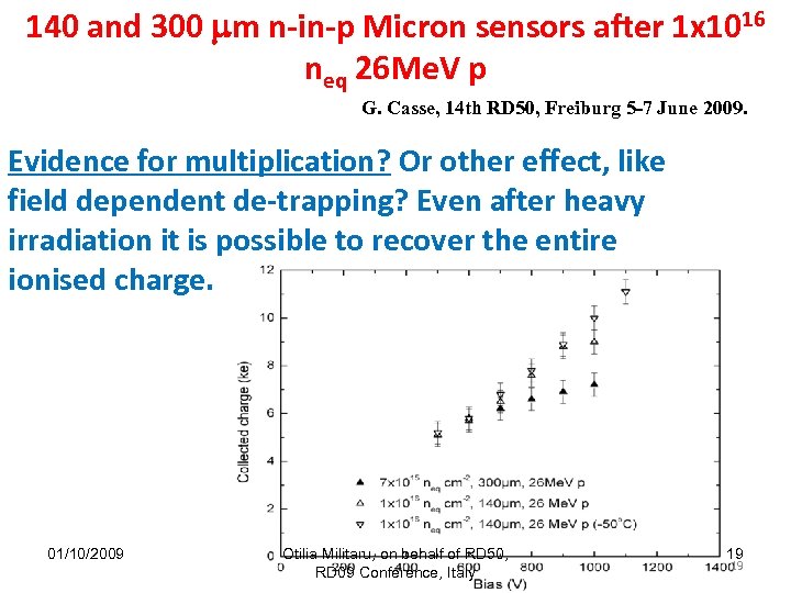 140 and 300 mm n-in-p Micron sensors after 1 x 1016 neq 26 Me.