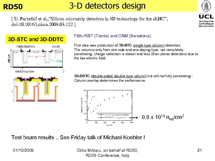 RD 50 3 -D detectors design [ U. Parzefall et al. , ”Silicon microstrip