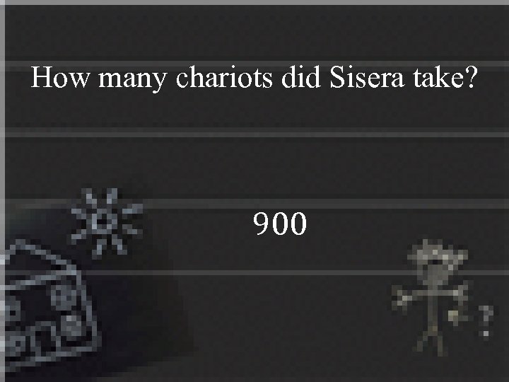 How many chariots did Sisera take? 900 