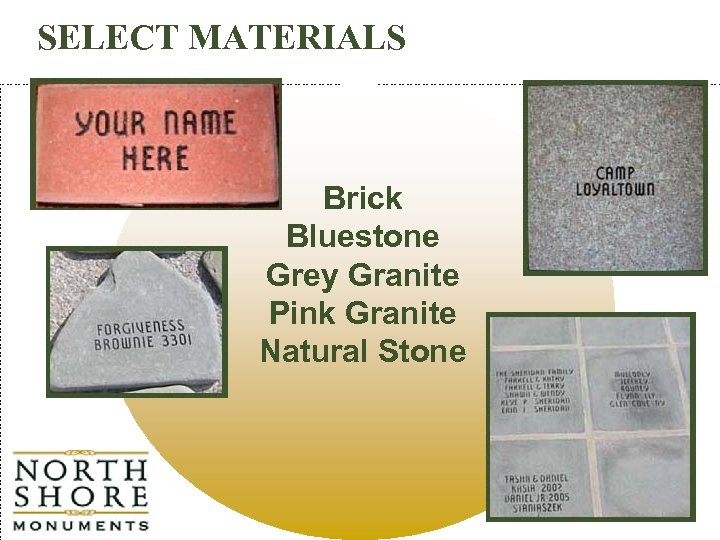 SELECT MATERIALS Brick Bluestone Grey Granite Pink Granite Natural Stone 