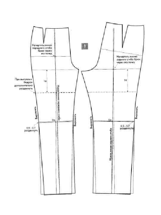 Чертеж брюк клеш