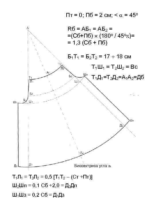 Пт = 0; Пб = 2 см; < = 45 о Rб = АБ