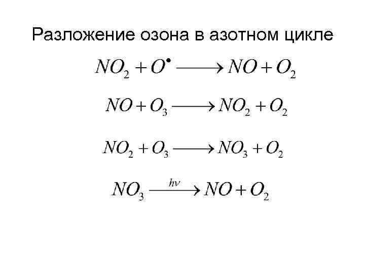 Разложение озона в азотном цикле 