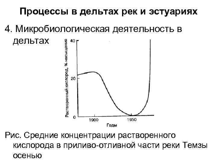 Процессы в дельтах рек и эстуариях 4. Микробиологическая деятельность в дельтах Рис. Средние концентрации