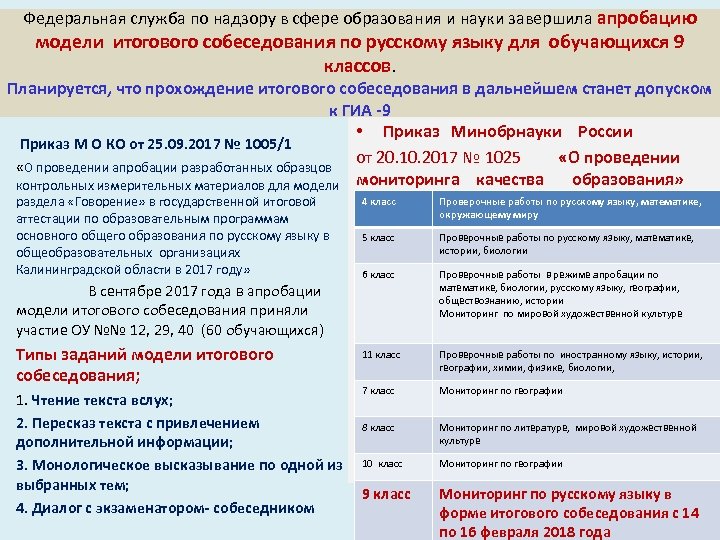 Федеральная служба по надзору в сфере образования и науки завершила апробацию модели итогового собеседования