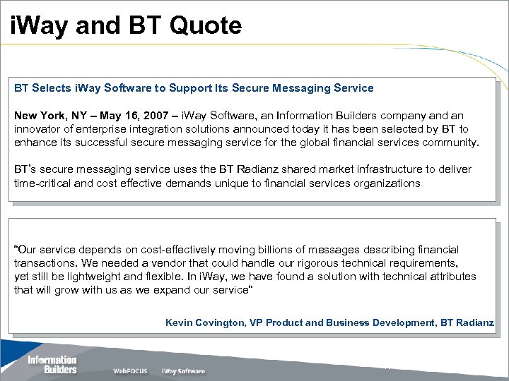 i. Way and BT Quote BT Selects i. Way Software to Support Its Secure