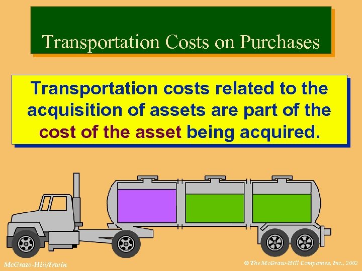 Transportation Costs on Purchases Transportation costs related to the acquisition of assets are part