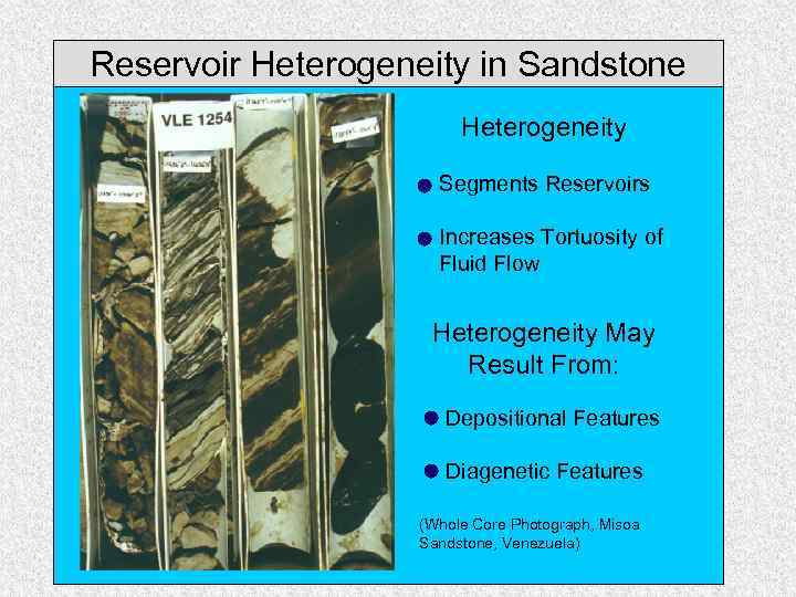 Reservoir Heterogeneity in Sandstone Heterogeneity Segments Reservoirs Increases Tortuosity of Fluid Flow Heterogeneity May