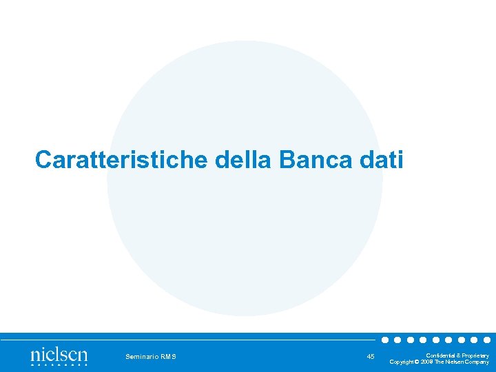 Caratteristiche della Banca dati Seminario RMS 45 Confidential & Proprietary Copyright © 2008 The