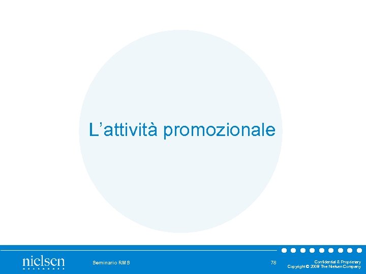 L’attività promozionale Seminario RMS 78 Confidential & Proprietary Copyright © 2008 The Nielsen Company