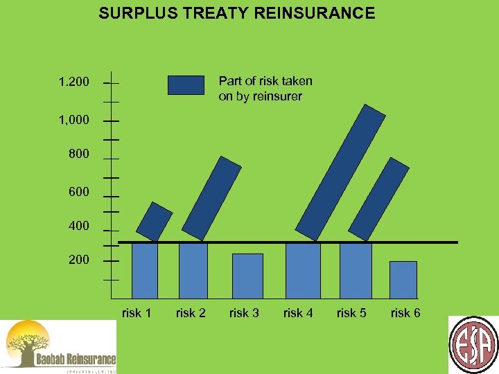 SURPLUS TREATY REINSURANCE Part of risk taken on by reinsurer 1. 200 1, 000