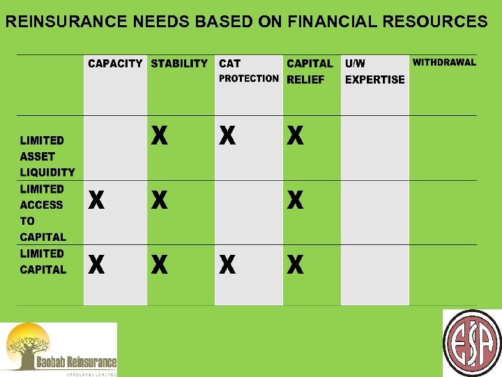 REINSURANCE NEEDS BASED ON FINANCIAL RESOURCES 