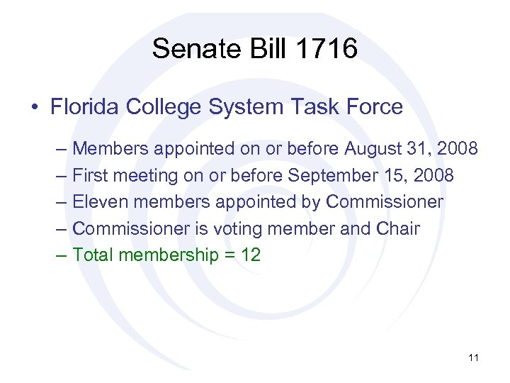 Senate Bill 1716 • Florida College System Task Force – Members appointed on or