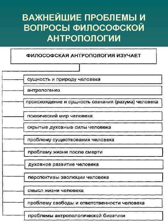 ВАЖНЕЙШИЕ ПРОБЛЕМЫ И ВОПРОСЫ ФИЛОСОФСКОЙ АНТРОПОЛОГИИ 