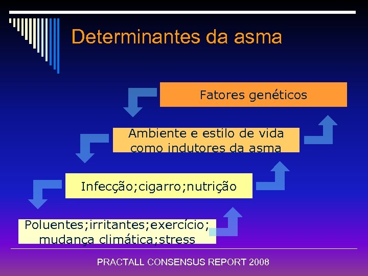 Determinantes da asma Fatores genéticos Ambiente e estilo de vida como indutores da asma