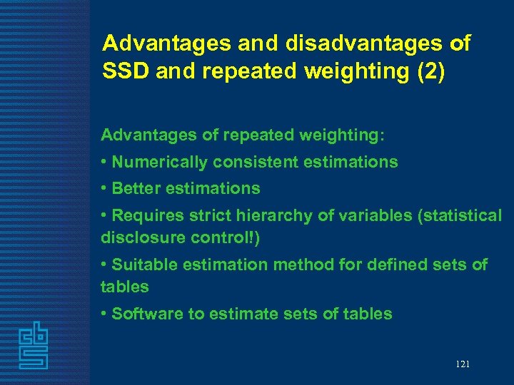 Advantages and disadvantages of SSD and repeated weighting (2) Advantages of repeated weighting: •