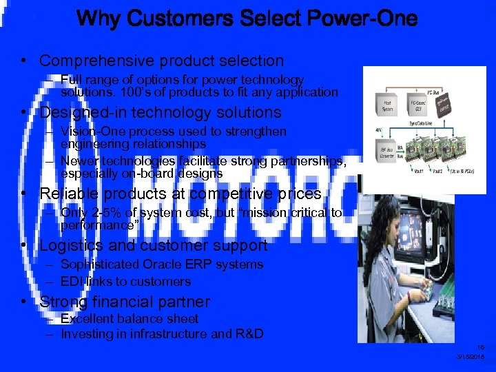 Why Customers Select Power-One • Comprehensive product selection – Full range of options for