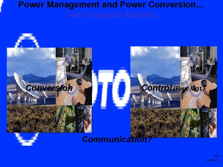 Power Management and Power Conversion… Two Separate Markets Conversion Control (Pwr. Mgt. ) Communication?