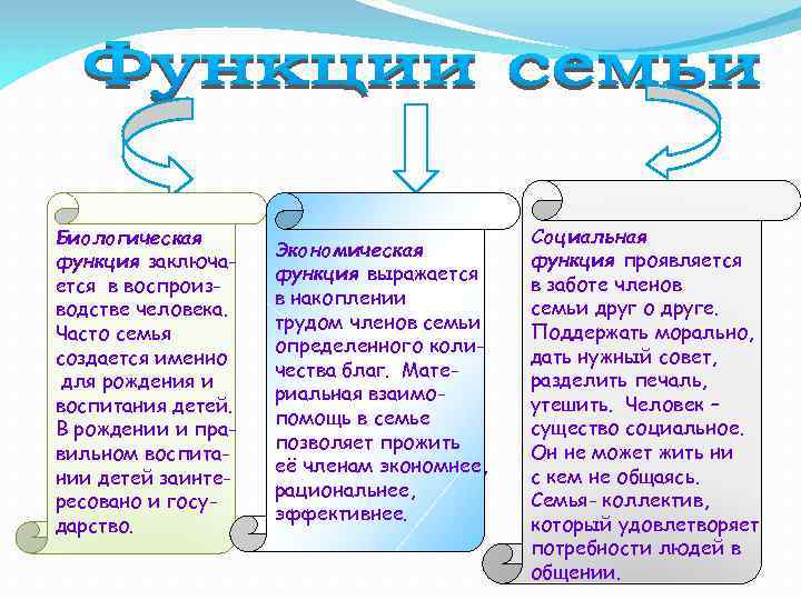 Биологическая функция заключается в воспроизводстве человека. Часто семья создается именно для рождения и воспитания