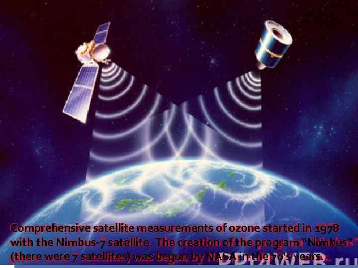 Comprehensive satellite measurements of ozone started in 1978 with the Nimbus-7 satellite. The creation