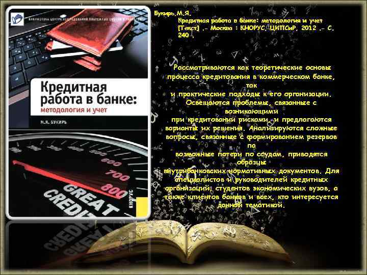 Букирь, М. Я. Кредитная работа в банке: методология и учет [Текст]. - Москва :