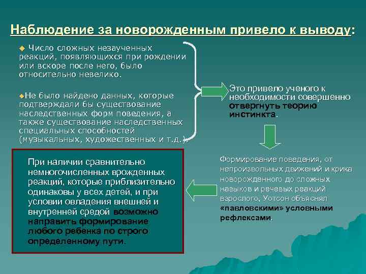 Наблюдение за новорожденным привело к выводу: Число сложных незаученных реакций, появляющихся при рождении или