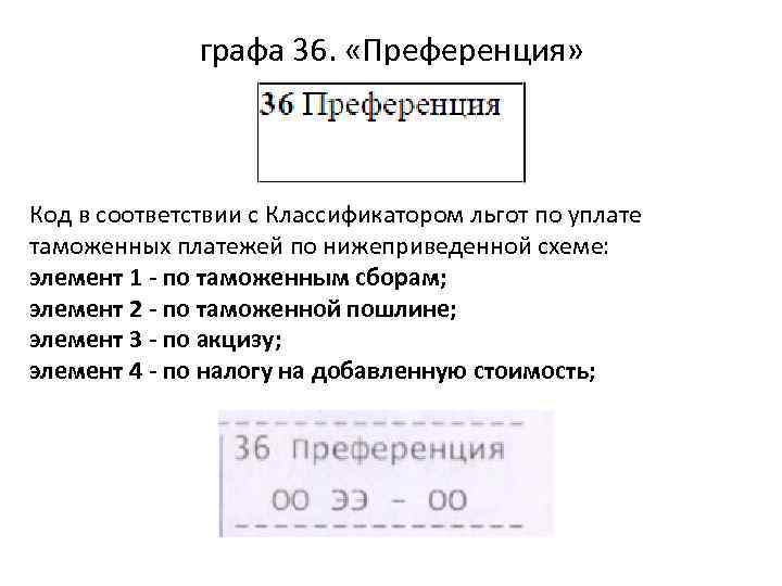 Заполнена графа. Заполнение 36 графы ДТ. 36 Графа декларации. Графа 36 ДТ преференции. Графа 36 декларации на товары.