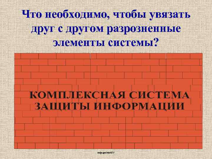 Что необходимо, чтобы увязать друг с другом разрозненные элементы системы? кафедра Ми. ИТУ 