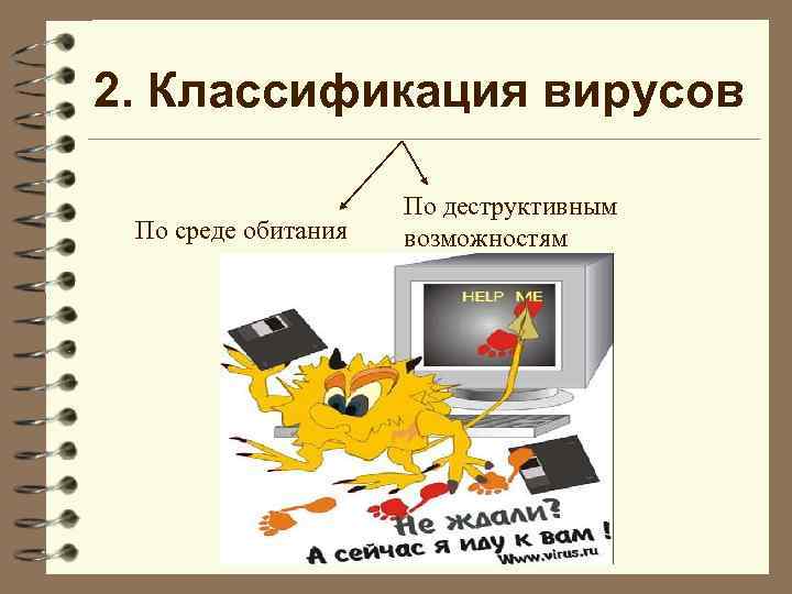 2. Классификация вирусов По среде обитания По деструктивным возможностям 
