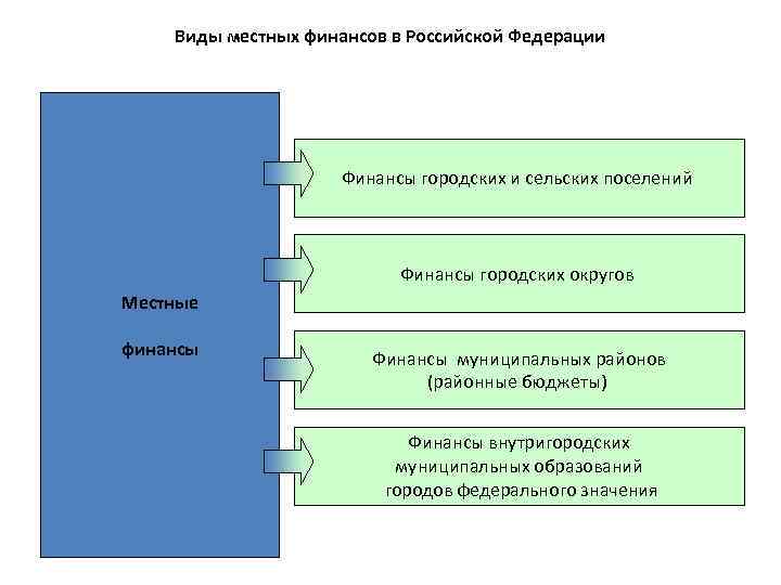 Виды местных финансов в Российской Федерации Финансы городских и сельских поселений Финансы городских округов