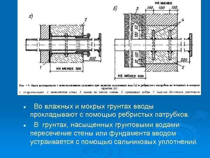 Виды вводов. Вводы и их устройство водоснабжения. Ввод водопровода в мокрых грунтах. Сальниковое уплотнение на вводе в здание. Ввод змеевика через сальниковое уплотнение.