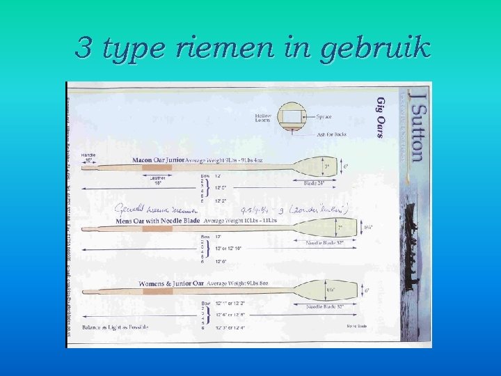 3 type riemen in gebruik 