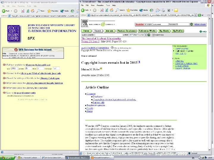 The ITAM Project JIBS/UKOLN Open. URL Seminar, 17 th September 2003 7 
