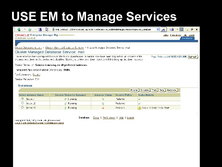 USE EM to Manage Services 