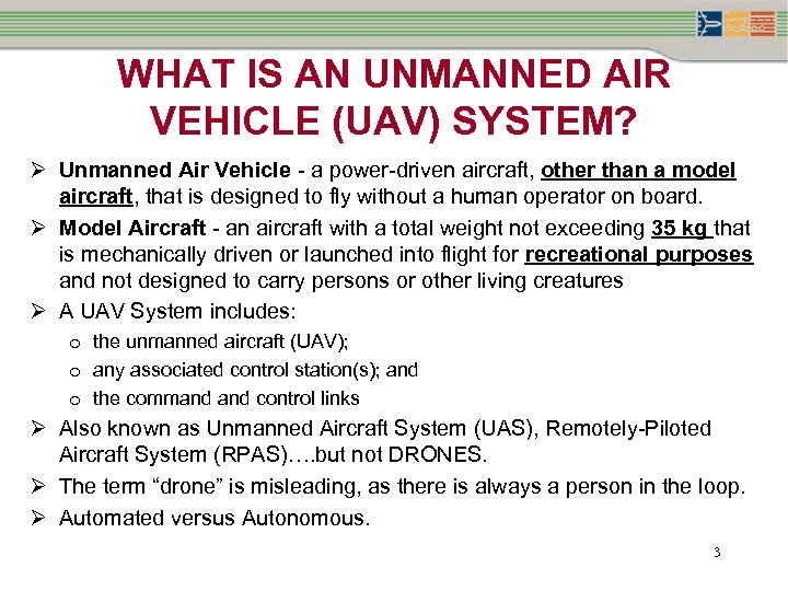 WHAT IS AN UNMANNED AIR VEHICLE (UAV) SYSTEM? Ø Unmanned Air Vehicle - a