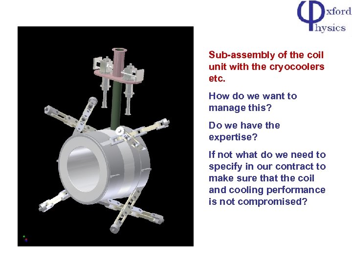 Sub-assembly of the coil unit with the cryocoolers etc. How do we want to