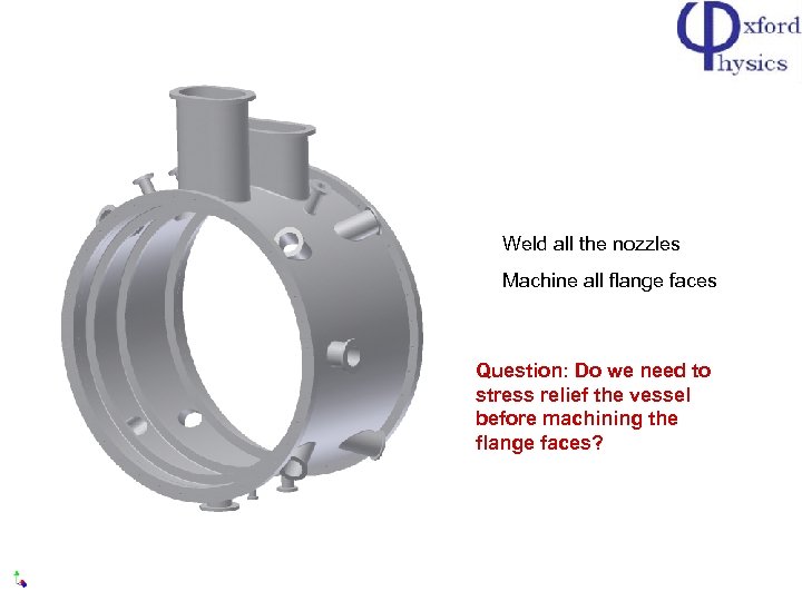 Weld all the nozzles Machine all flange faces Question: Do we need to stress