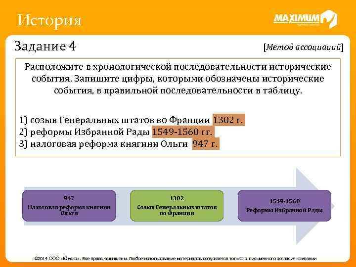 Расположите исторические события