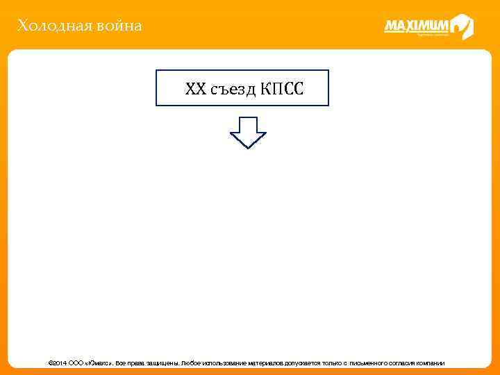 Холодная война XX съезд КПСС © 2014 ООО «Юмакс» . Все права защищены. Любое