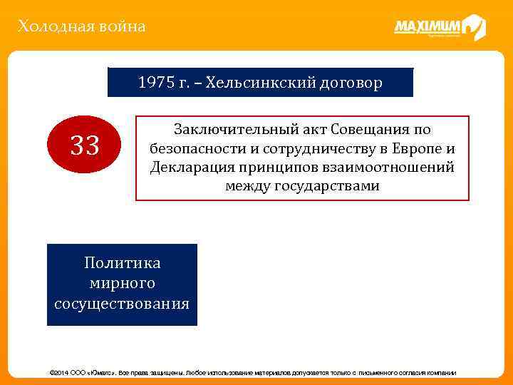 Холодная война 1975 г. – Хельсинкский договор 33 Заключительный акт Совещания по безопасности и